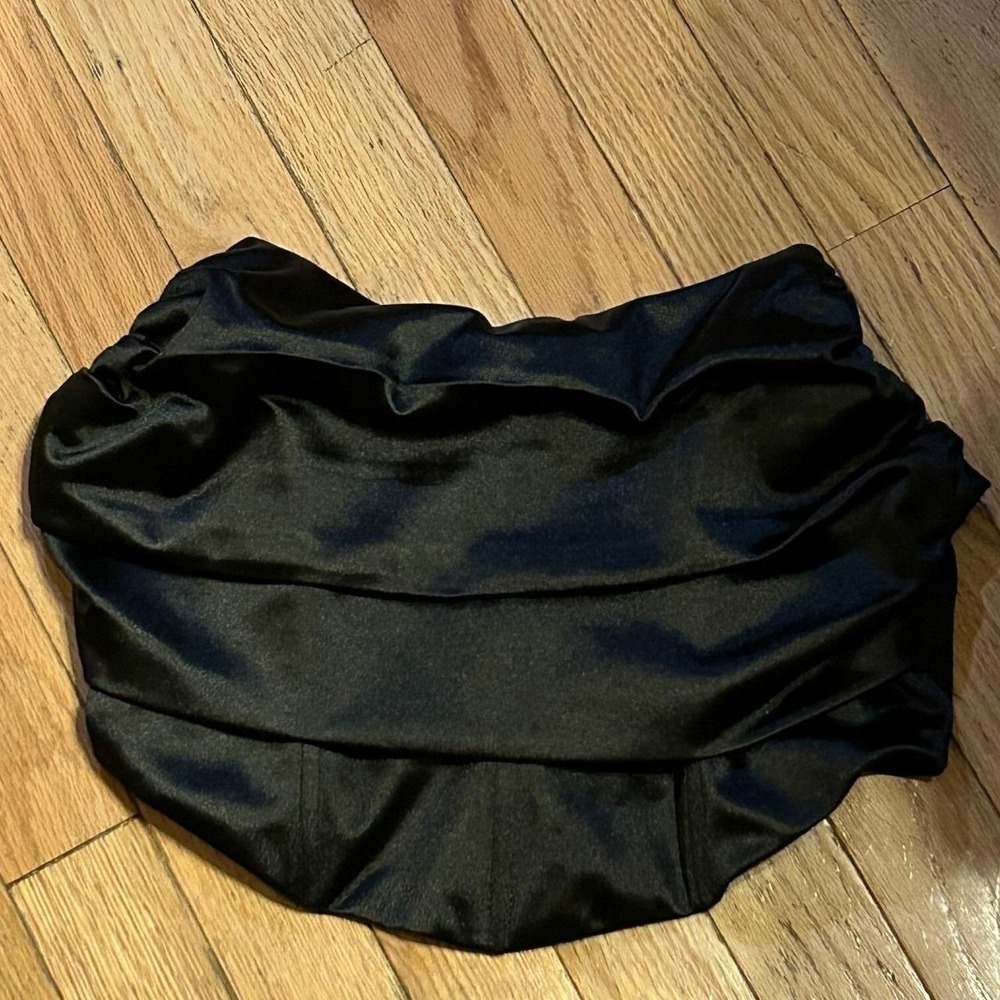 Blue Blush Cropped Corset Top Black Satin Size Medium T29-5
